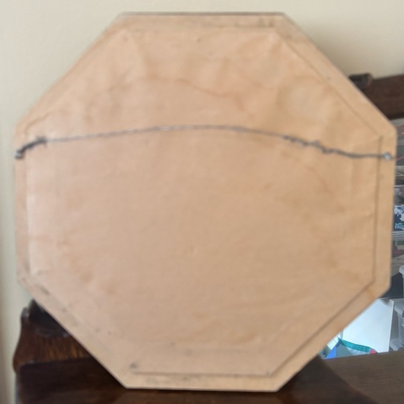 Vintage| 1960’s Heirloom Floral Cross-Stitch of Pansies Octagon Frame 11” x 11” - Picture 3 of 4